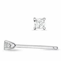 2 x 0,03 ct solitaireørestikker i 14 karat hvidguld med diamant