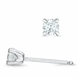 2 x 0,18 ct Kampagne - diamant solitaireørestikker i 14 karat hvidguld med diamant