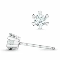2 x 0,16 ct Kampagne - diamant solitaireørestikker i 14 karat hvidguld med diamant