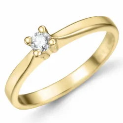 Kampagne - diamant solitairering i 14 karat guld 0,12 ct