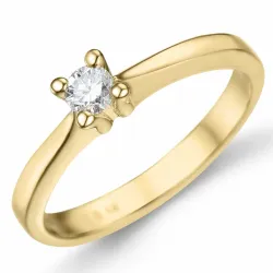 Kampagne - diamant solitairering i 14 karat guld 0,14 ct