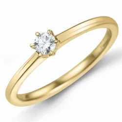 Kampagne - diamant solitairering i 14 karat guld 0,14 ct