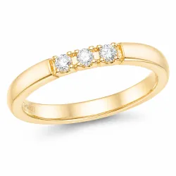 3 x 0,03 ct diamantring i 14 karat guld 0,09 ct