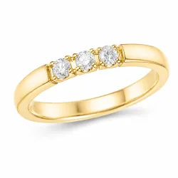 3 x 0,05 ct diamantring i 14 karat guld 0,15 ct