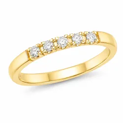 5 x 0,03 ct diamantring i 14 karat guld 0,15 ct