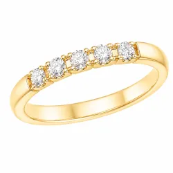 5 x 0,05 ct diamantring i 14 karat guld 0,25 ct