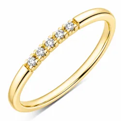 5 x 0,01 ct diamantring i 9 karat guld 0,05 ct