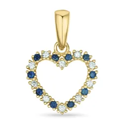 hjerte safir diamantvedhæng i 14 karat guld 0,08 ct 0,09 ct