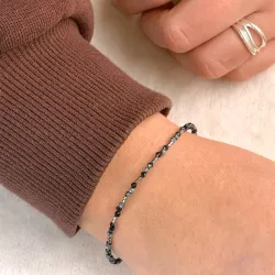 armbånd med obsidian og hematite - Loom Stones