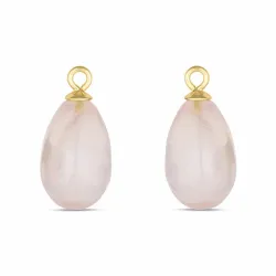 rosa kvarts vedhæng til øreringe i forgyldt sølv