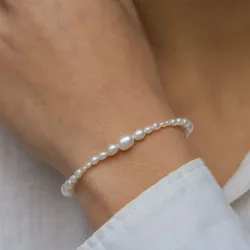 Blandet størrelse armbånd med ferskvandsperle