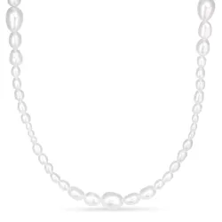 Blandet størrelse halskæde med ferskvandsperle