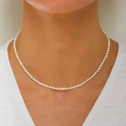 3 mm halskæde med ferskvandsperle