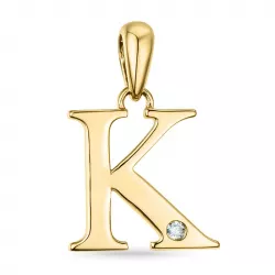 bogstav K diamant vedhæng i 9 karat guld 0,01 ct