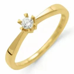 0,10 ct lab grown diamant solitairering i 9 karat guld 0,10 ct