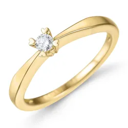 0,10 ct lab grown diamant solitairering i 9 karat guld 0,10 ct