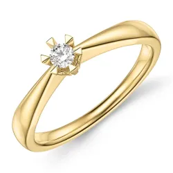 0,10 ct lab grown diamant solitairering i 9 karat guld 0,10 ct