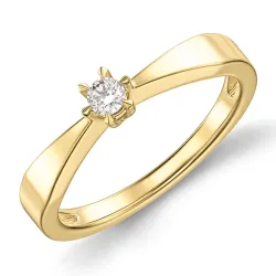 0,10 ct lab grown diamant solitairering i 9 karat guld 0,10 ct