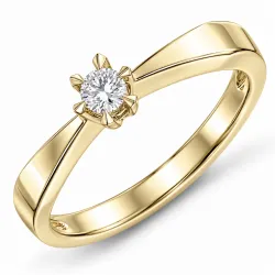 0,10 ct lab grown diamant solitairering i 9 karat guld 0,10 ct