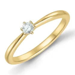 0,10 ct lab grown diamant solitairering i 9 karat guld 0,10 ct