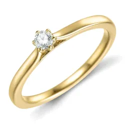 0,10 ct lab grown diamant solitairering i 9 karat guld 0,10 ct