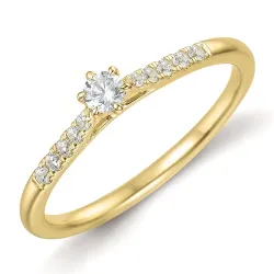 lab grown diamant ring i 9 karat guld 0,10 ct 0,09 ct