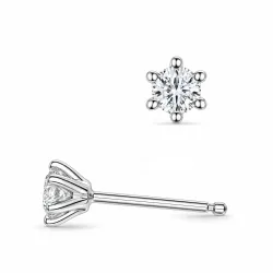 2 x 0,10 ct lab grown diamant solitaireørestikker i 9 karat hvidguld med lab grown diamant 
