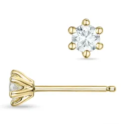2 x 0,18 ct lab grown diamant solitaireørestikker i 9 karat guld med lab grown diamant 
