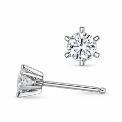 2 x 0,20 ct lab grown diamant solitaireørestikker i 9 karat hvidguld med lab grown diamant 