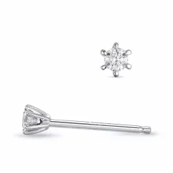 2 x 0,04 ct lab grown diamant solitaireørestikker i 9 karat hvidguld med lab grown diamant 