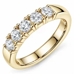 lab grown diamant alliancering i 14 karat guld 5 x 0,20 ct
