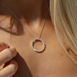 rundt lab grown diamant vedhæng i 14 karat guld 1,03 ct