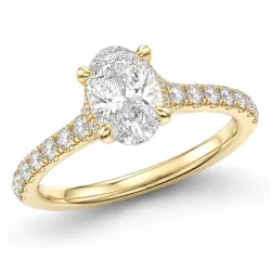 oval lab grown diamant ring i 14 karat guld 1,0 ct 0,26 ct