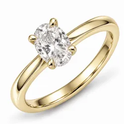 oval lab grown diamant solitairering i 14 karat guld 1,0 ct