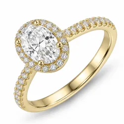 oval lab grown diamant ring i 14 karat guld 1,0 ct 0,33 ct