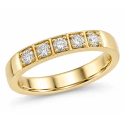 5 x 0,05 ct lab grown diamant alliancering i 14 karat guld 0,25 ct