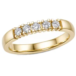 5 x 0,05 ct lab grown diamant alliancering i 14 karat guld 0,25 ct