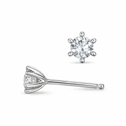 2 x 0,10 ct lab grown diamant solitaireørestikker i 14 karat hvidguld med lab grown diamant 