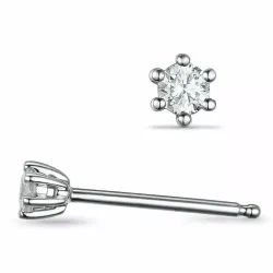 2 x 0,10 ct lab grown diamant solitaireørestikker i 14 karat hvidguld med lab grown diamant