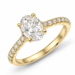 oval lab grown diamant ring i 14 karat guld 1,0 ct 0,26 ct