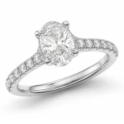 oval lab grown diamant ring i 14 karat hvidguld 1,0 ct 0,26 ct