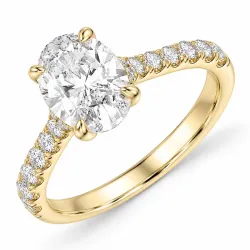 oval lab grown diamant ring i 14 karat guld 2,0 ct 0,29 ct