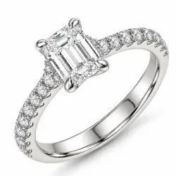 lab grown diamant ring i 14 karat hvidguld 1,0 ct 0,25 ct