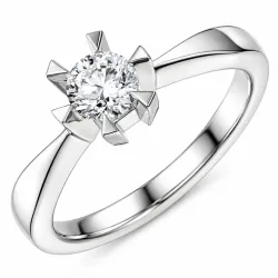 1,00 ct lab grown diamant solitairering i 14 karat hvidguld 1,0 ct