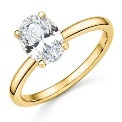 oval lab grown diamant solitairering i 14 karat guld 1,0 ct