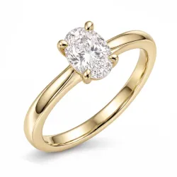 oval lab grown diamant solitairering i 14 karat guld 1,0 ct