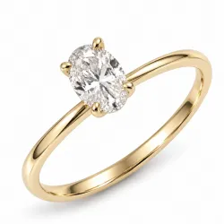 oval lab grown diamant solitairering i 14 karat guld 1,0 ct