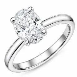 oval lab grown diamant solitairering i 14 karat hvidguld 1,0 ct