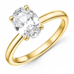 oval lab grown diamant solitairering i 14 karat guld 2,0 ct