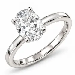 oval lab grown diamant solitairering i 14 karat hvidguld 2,0 ct